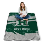 personalized hawaii rainbow warriors brushstroke layers green quilt blanket best selling