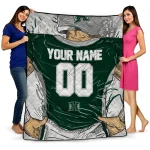 personalized hawaii rainbow warriors player sketch green gray quilt blanket best selling