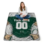 personalized hawaii rainbow warriors player sketch green gray quilt blanket best selling
