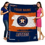 personalized houston astros grunge patch blue white quilt blanket best selling
