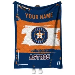 personalized houston astros grunge patch blue white quilt blanket best selling
