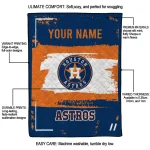 personalized houston astros grunge patch blue white quilt blanket best selling