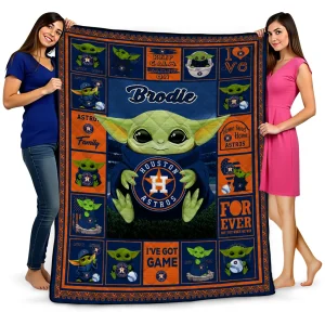 personalized houston astros yody baby motif blue quilt blanket best selling