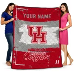 personalized houston cougars grunge patch red white quilt blanket best selling