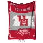 personalized houston cougars grunge patch red white quilt blanket best selling
