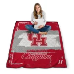 personalized houston cougars grunge patch red white quilt blanket best selling