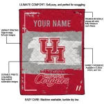 personalized houston cougars grunge patch red white quilt blanket best selling