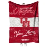 personalized houston cougars hibiscus burst red white quilt blanket best selling