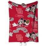 personalized houston cougars mickey football red quilt blanket best selling
