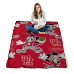 personalized houston cougars mickey football red quilt blanket best selling
