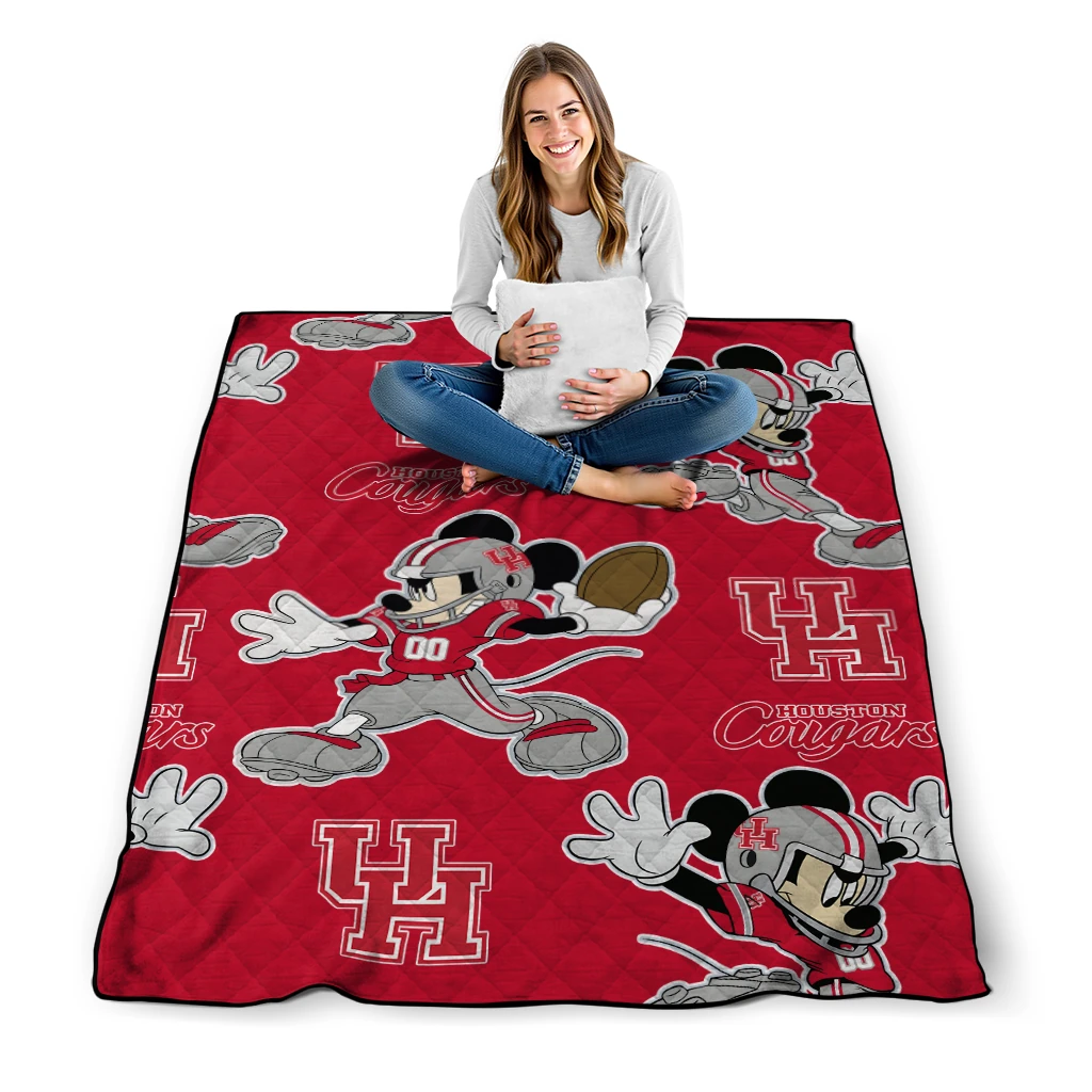 personalized houston cougars mickey football red quilt blanket high quality personalized houston cougars mickey football red quilt blanket high quality