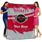 personalized houston rockets brushstroke layers red quilt blanket best selling