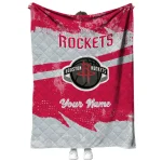 personalized houston rockets brushstroke layers red quilt blanket best selling