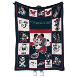 personalized houston texans mickey crimson blue white quilt blanket best selling
