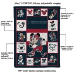 personalized houston texans mickey crimson blue white quilt blanket best selling
