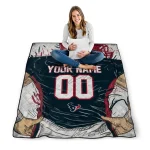 personalized houston texans player sketch blue gray quilt blanket best selling