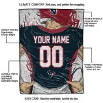 personalized houston texans player sketch blue gray quilt blanket best selling