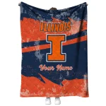 personalized illinois fighting illini brushstroke layers blue quilt blanket best selling