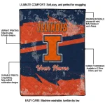 personalized illinois fighting illini brushstroke layers blue quilt blanket best selling