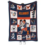 personalized illinois fighting illini mickey crimson blue white quilt blanket best selling
