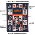personalized illinois fighting illini mickey crimson blue white quilt blanket best selling