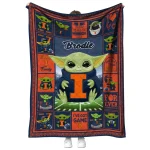 personalized illinois fighting illini yody baby pattern blue quilt blanket best selling