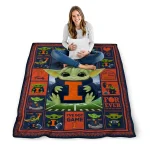 personalized illinois fighting illini yody baby pattern blue quilt blanket best selling
