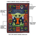 personalized illinois fighting illini yody baby pattern blue quilt blanket best selling