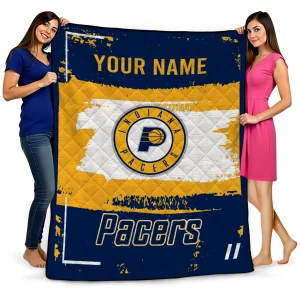 personalized indiana pacers grunge patch blue white quilt blanket best selling