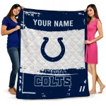 personalized indianapolis colts grunge patch blue white quilt blanket best selling