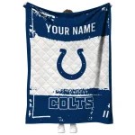 personalized indianapolis colts grunge patch blue white quilt blanket best selling