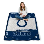 personalized indianapolis colts grunge patch blue white quilt blanket best selling