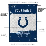 personalized indianapolis colts grunge patch blue white quilt blanket best selling