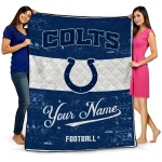 personalized indianapolis colts hibiscus burst blue white quilt blanket best selling