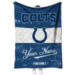 personalized indianapolis colts hibiscus burst blue white quilt blanket best selling