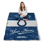 personalized indianapolis colts hibiscus burst blue white quilt blanket best selling