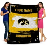 personalized iowa hawkeyes grunge patch black white quilt blanket best selling