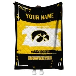 personalized iowa hawkeyes grunge patch black white quilt blanket best selling