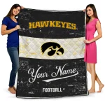 personalized iowa hawkeyes hibiscus burst black white quilt blanket best selling