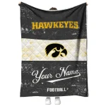 personalized iowa hawkeyes hibiscus burst black white quilt blanket best selling