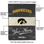 personalized iowa hawkeyes hibiscus burst black white quilt blanket best selling