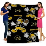 personalized iowa hawkeyes mickey football black quilt blanket best selling