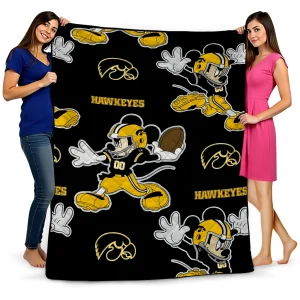personalized iowa hawkeyes mickey football black quilt blanket best selling