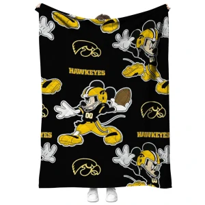 personalized iowa hawkeyes mickey football black quilt blanket fashion forward