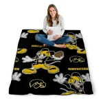 personalized iowa hawkeyes mickey football black quilt blanket best selling