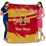 personalized iowa state cyclones brushstroke layers red quilt blanket best selling