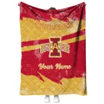 personalized iowa state cyclones brushstroke layers red quilt blanket best selling