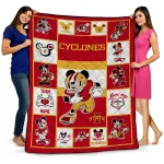 personalized iowa state cyclones mickey crimson red white quilt blanket best selling