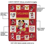 personalized iowa state cyclones mickey crimson red white quilt blanket best selling