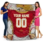 personalized iowa state cyclones player sketch red gray quilt blanket best selling